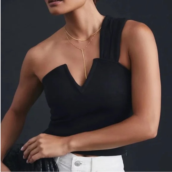 Maeve Structured Asymmetrical One Shoulder Boho Peasant Hipster Hippie Blouse - Picture 2 of 4